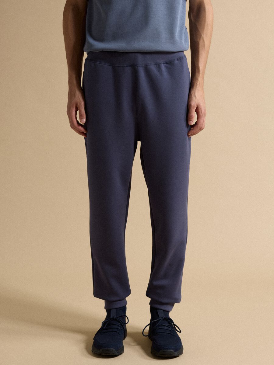 Jogger blu regular fit in tessuto elasticizzato Easy dry_1