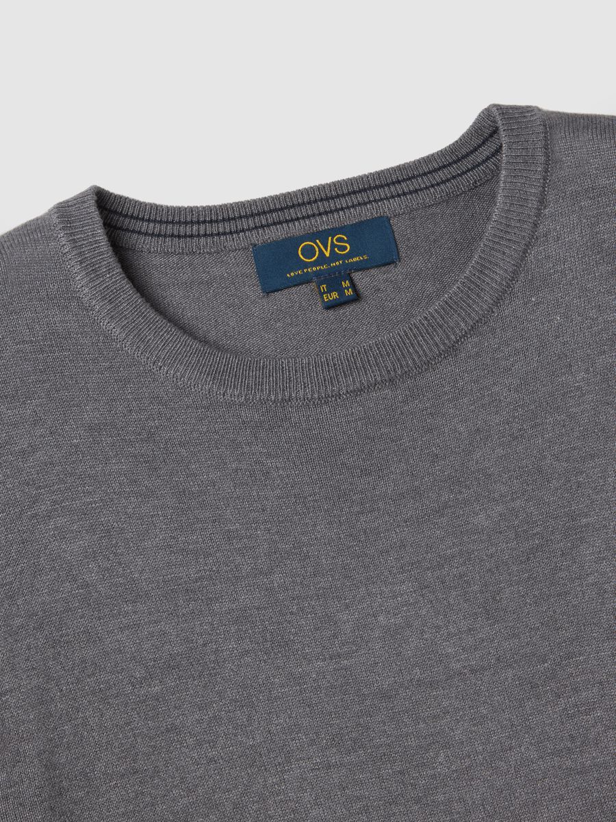 Grey crew neck cotton blend jumper regular fit_5