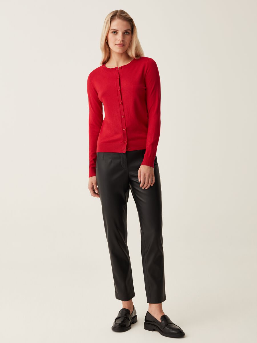 Shiny-effect cigarette trousers_0