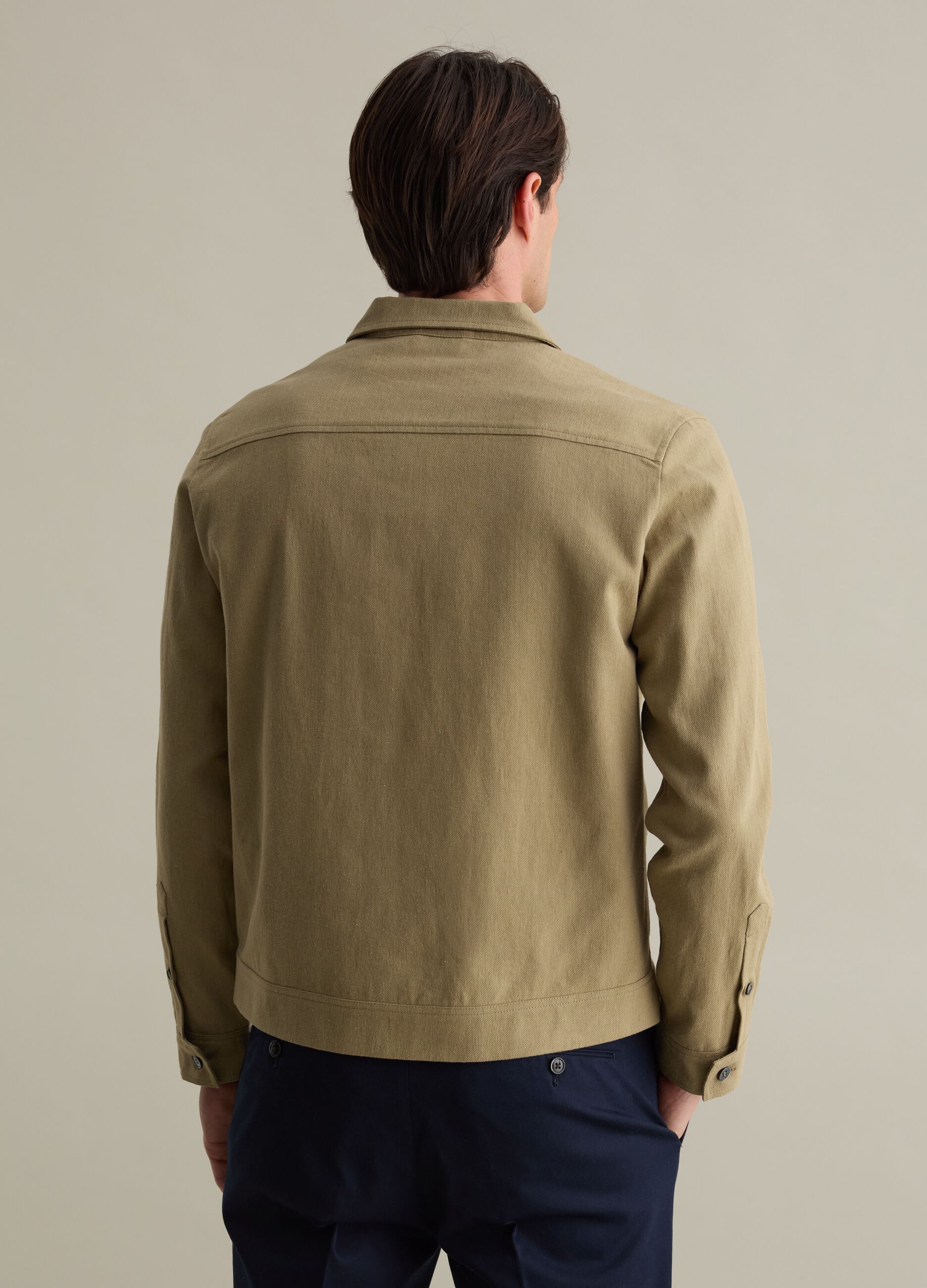 Shacket in linen and cotton twill