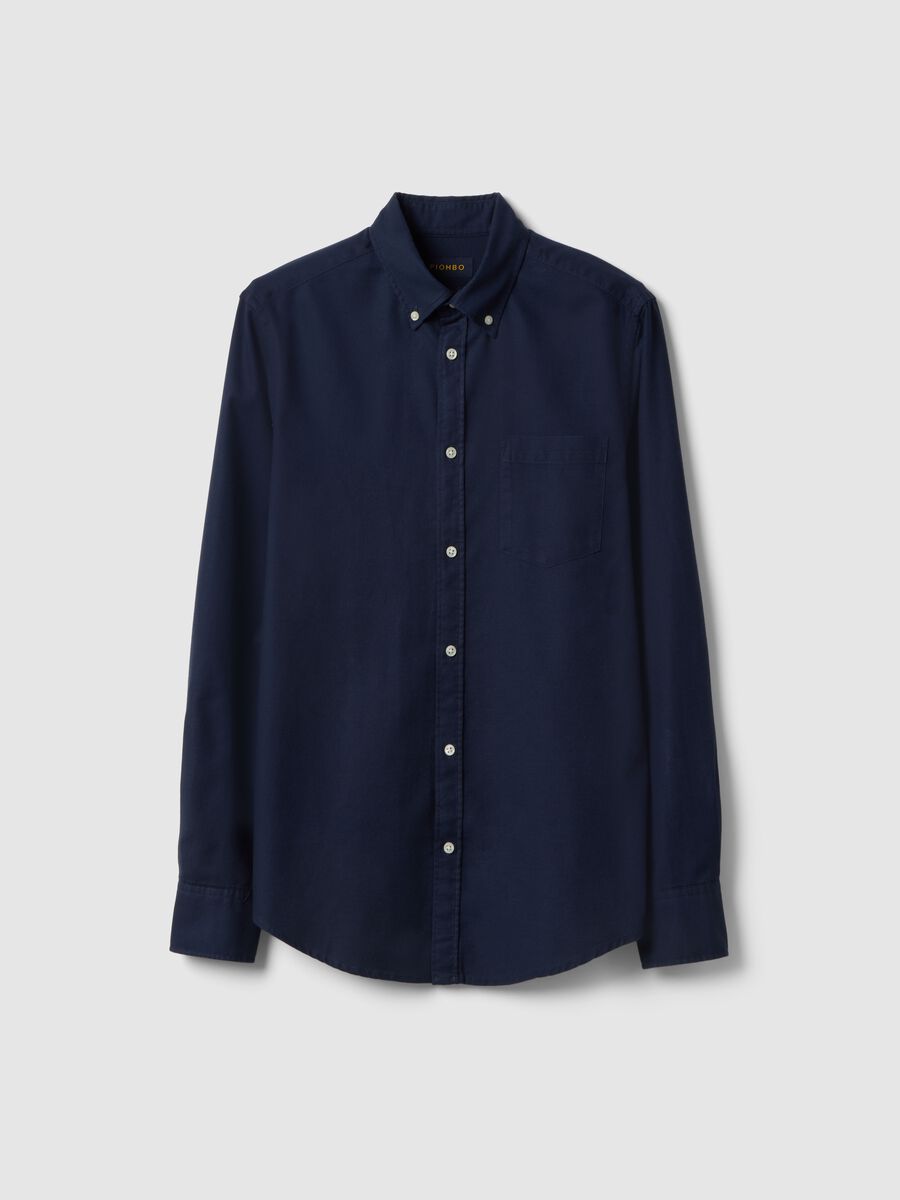 Long-sleeved blue shirt in pure cotton_4