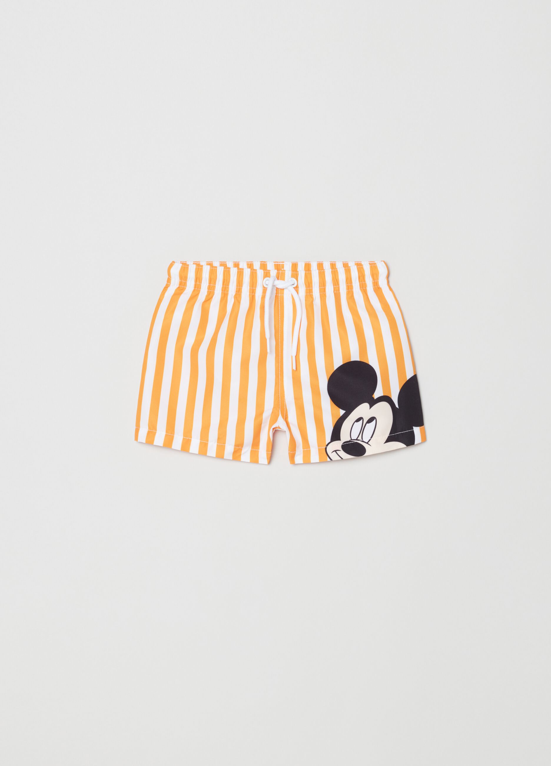 Swimming trunks with drawstring and Mickey Mouse print