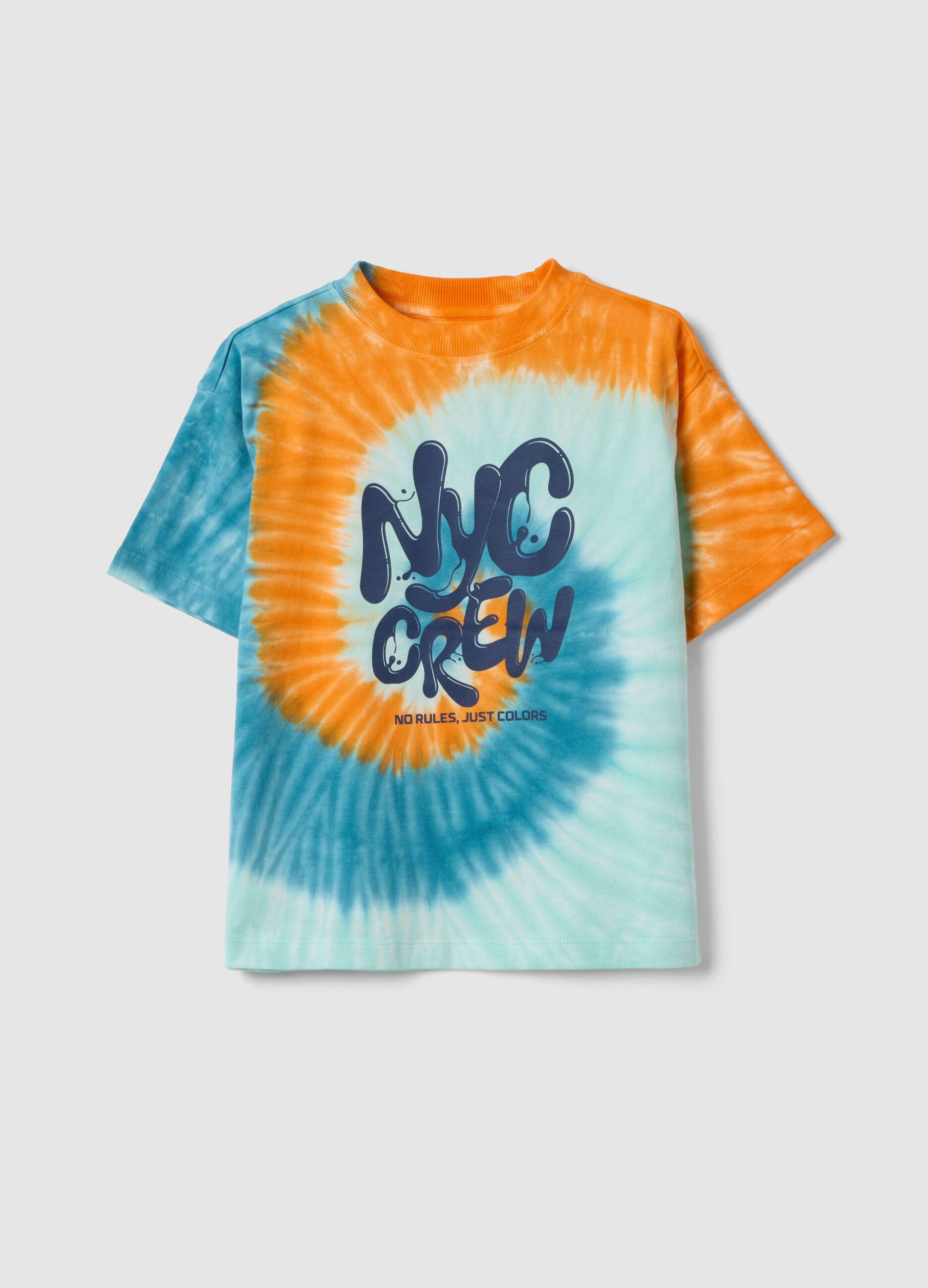 Kids' Oversize Fit Multicolour Tie-Dye Pure Cotton T-shirt