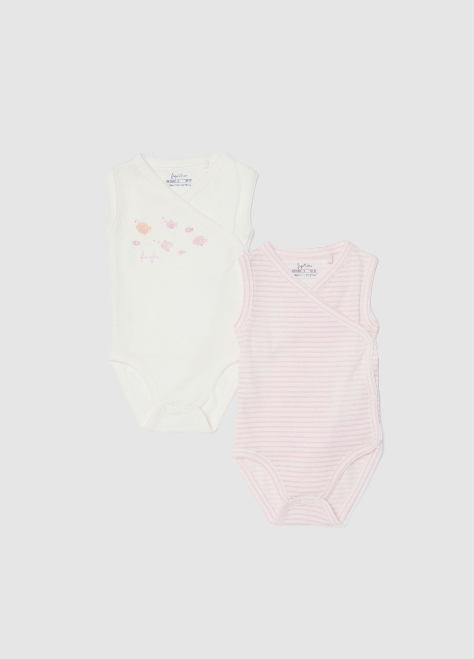 Two-pack multicolour pure cotton bodysuit regular fit for girls
