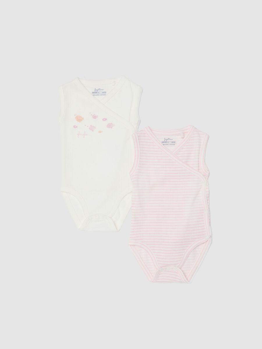 Two-pack multicolour pure cotton bodysuit regular fit for girls_0