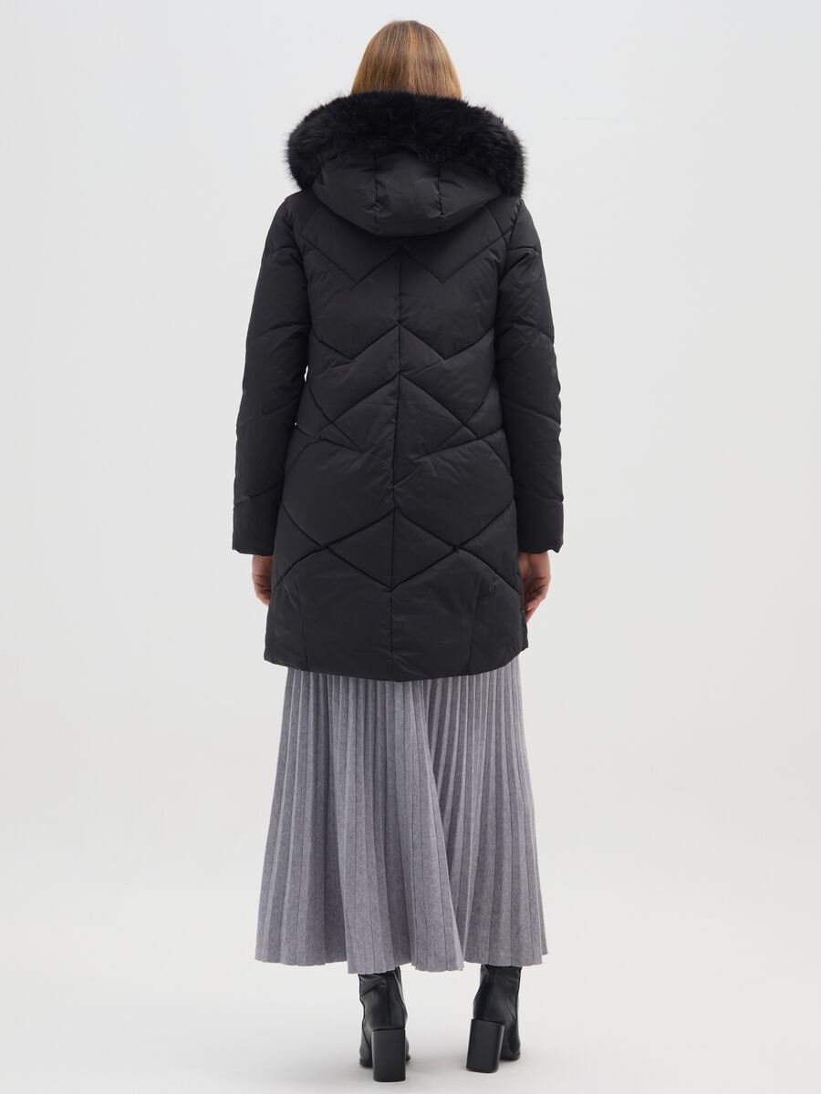 Long Black Hooded Down Jacket_2