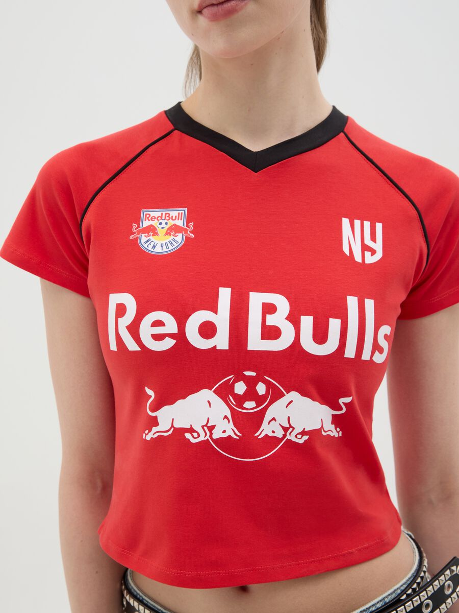 Women's red cropped stretch cotton top_2