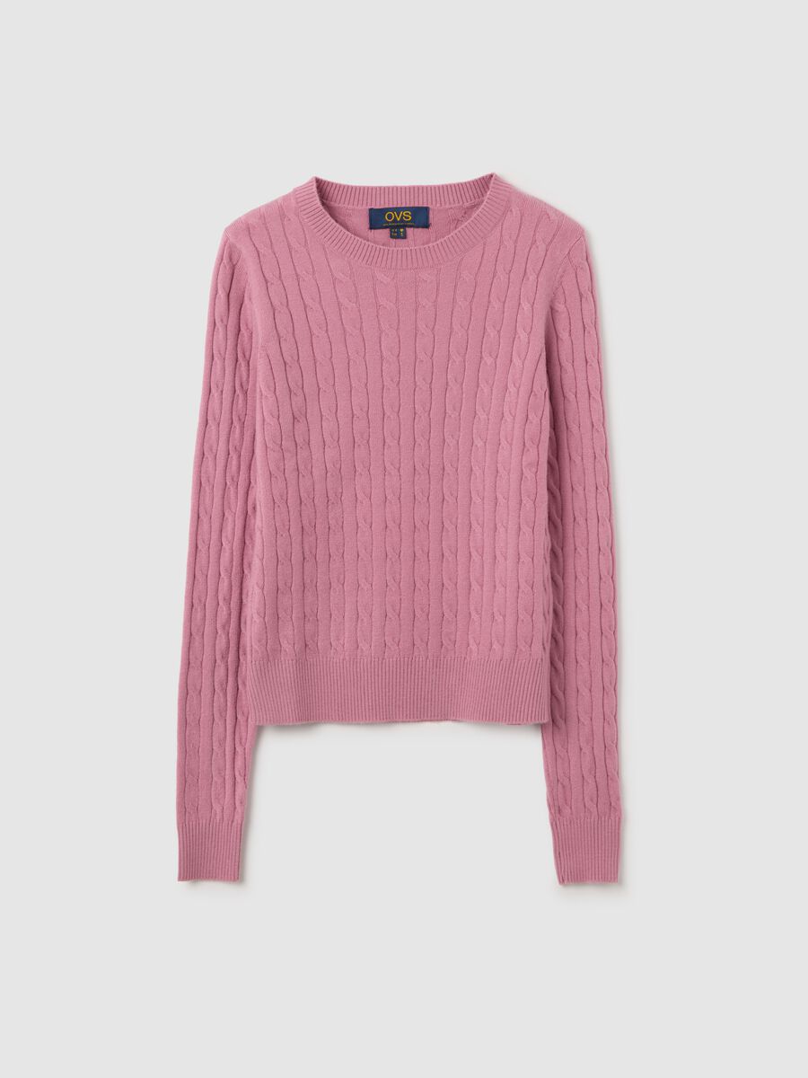 Pink pullover with round neckline_0