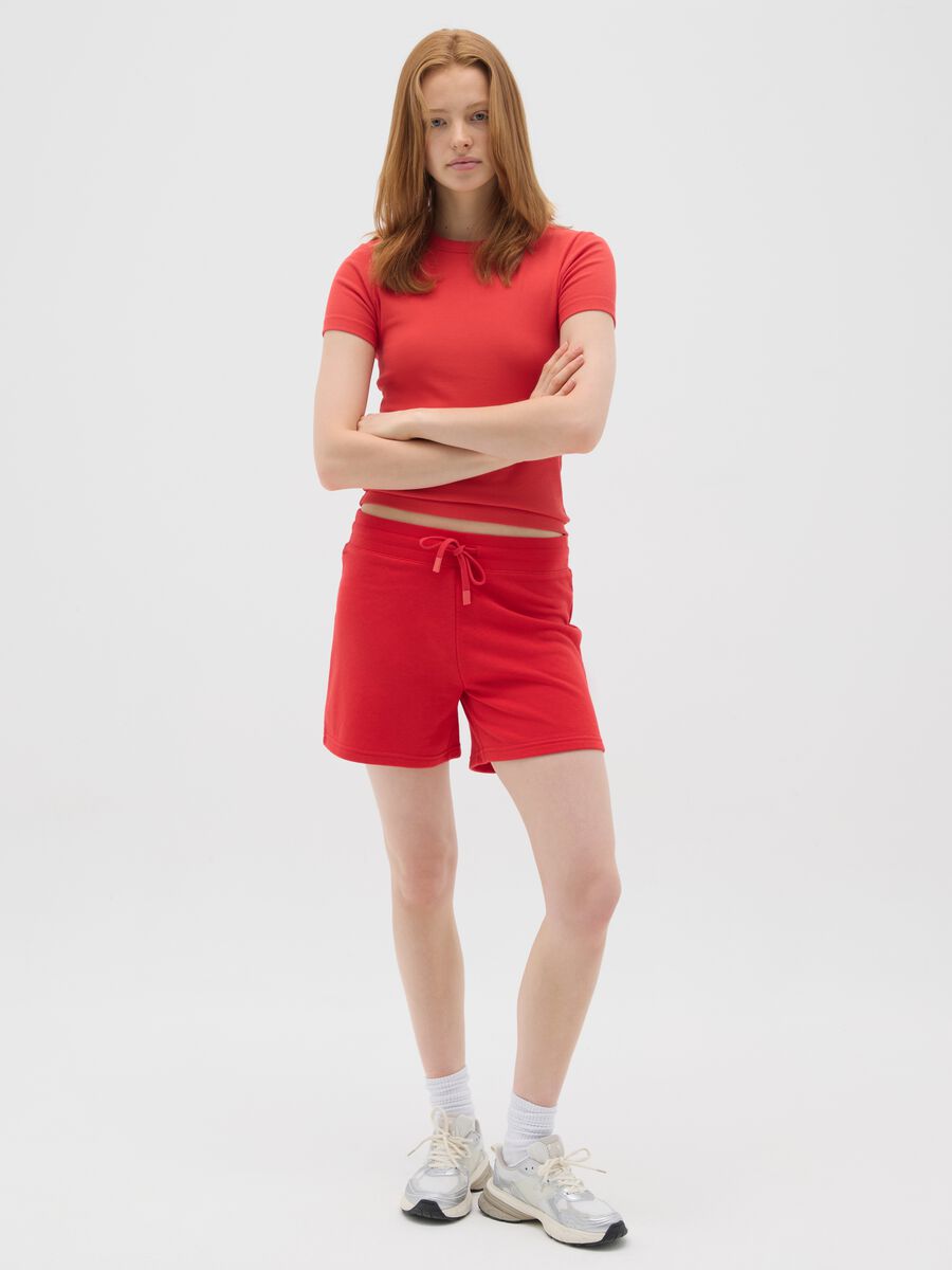 Shorts da donna in misto cotone rossi regular fit_0