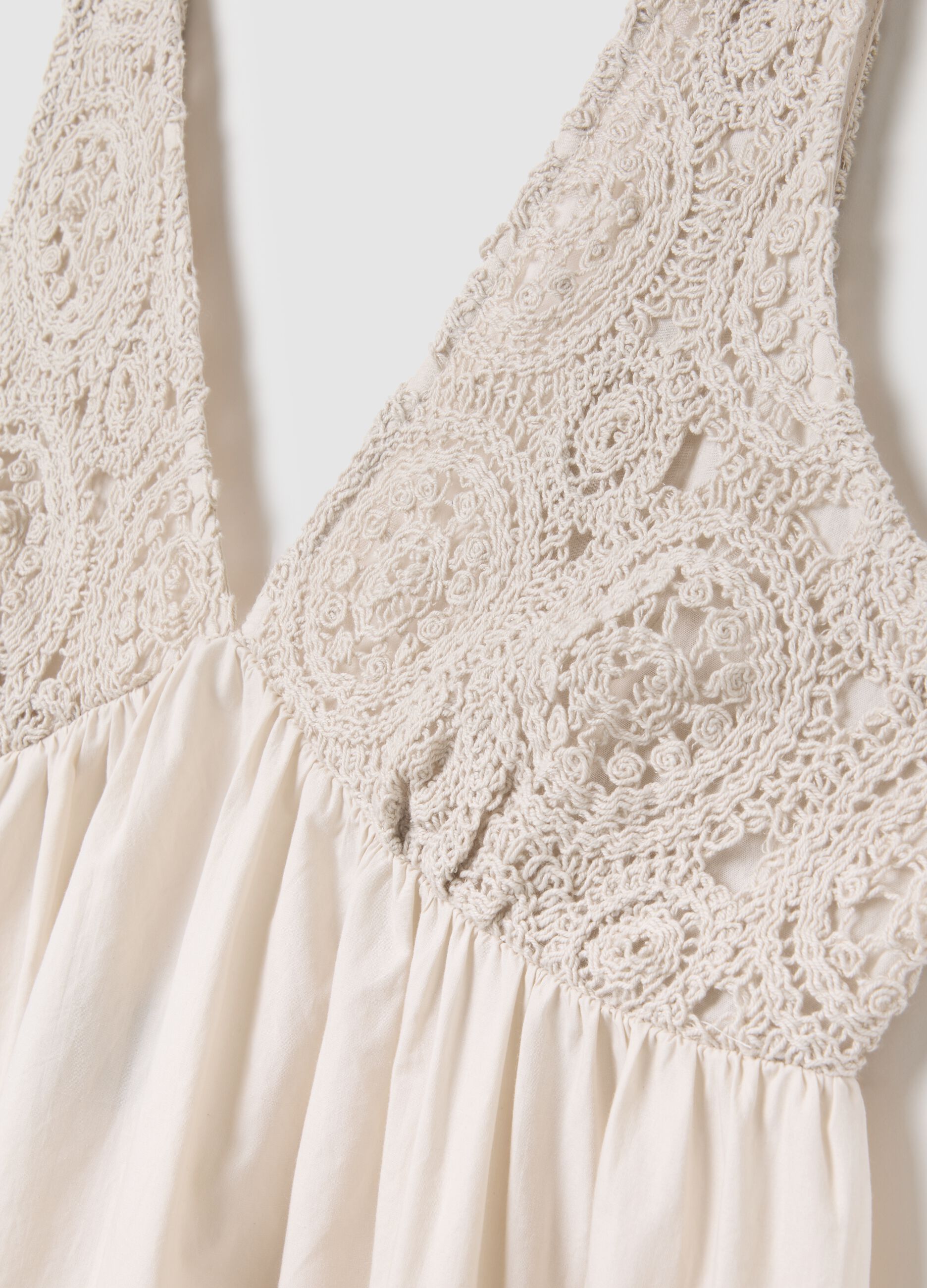 Women's long beige pure cotton dress over