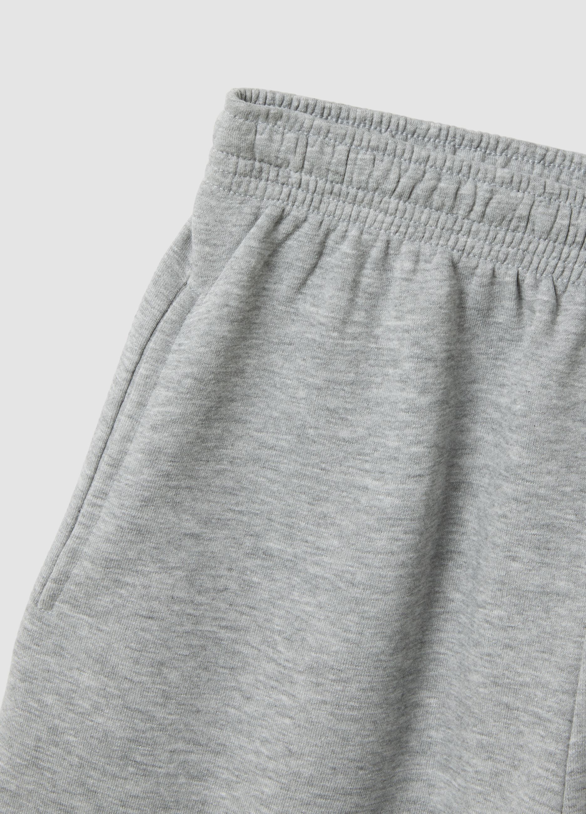 Grey cotton-blend shorts with elasticated waist