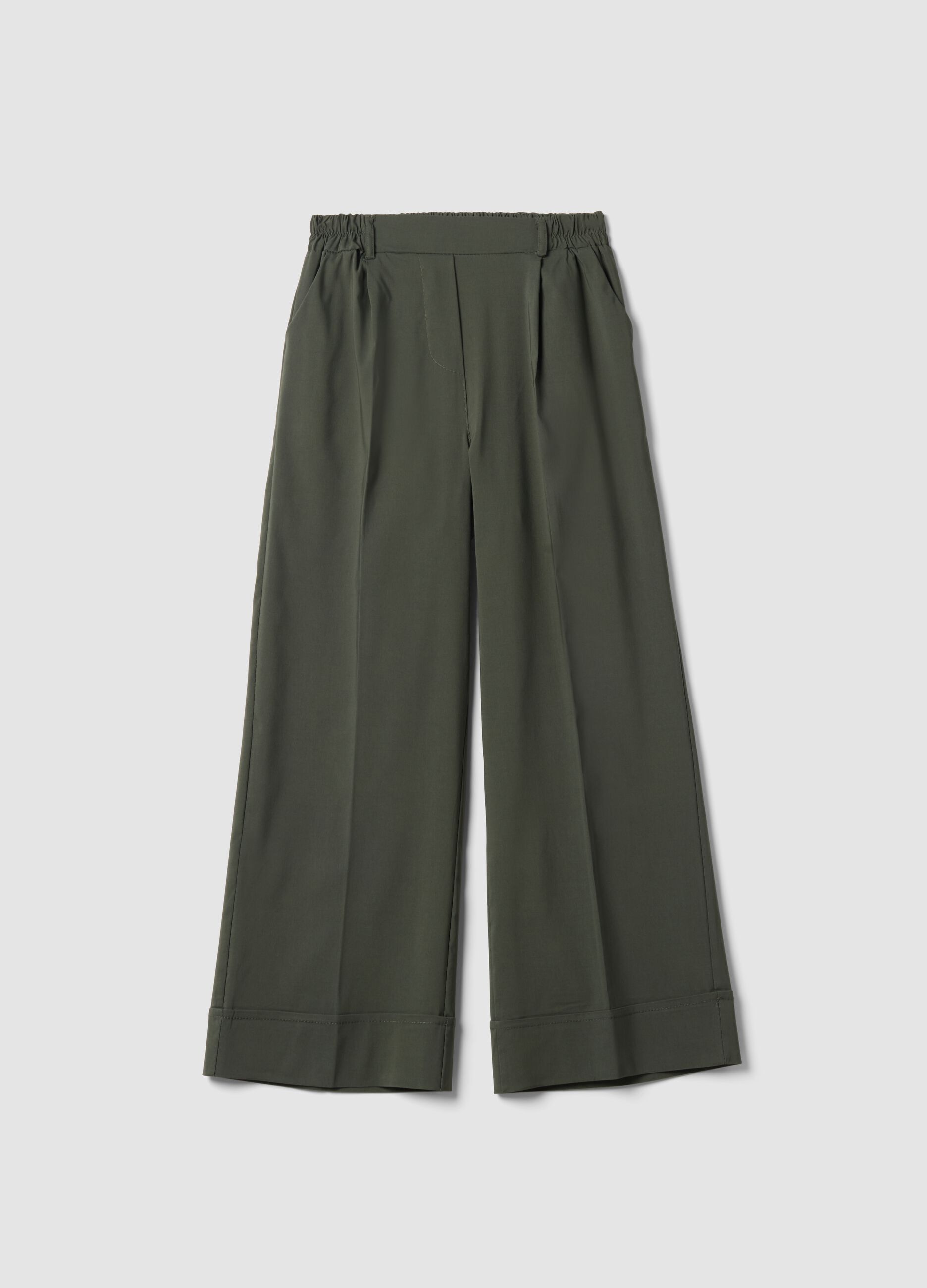 Green wide-leg trousers in stretch viscose