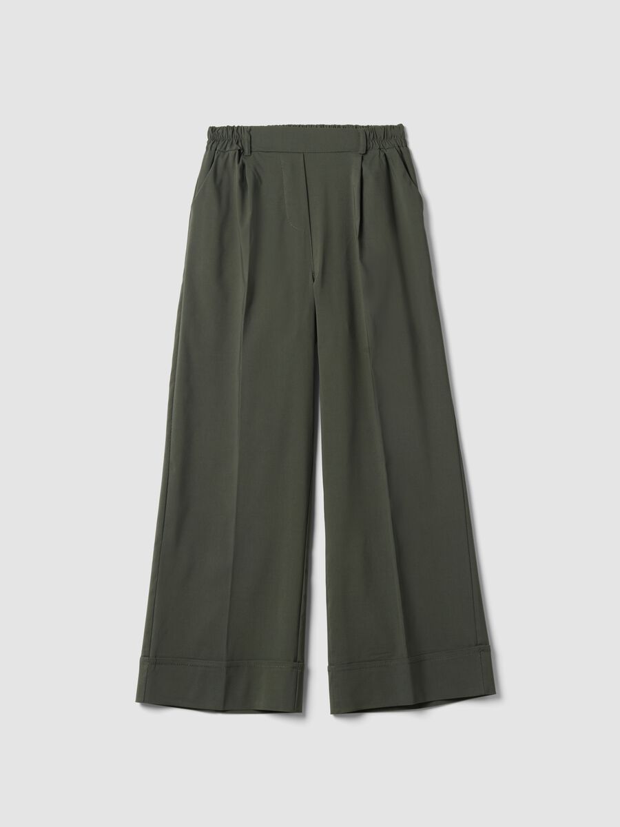 Green wide-leg trousers in stretch viscose_0