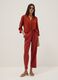 Red viscose-linen blend straight-fit trousers with drawstring_0