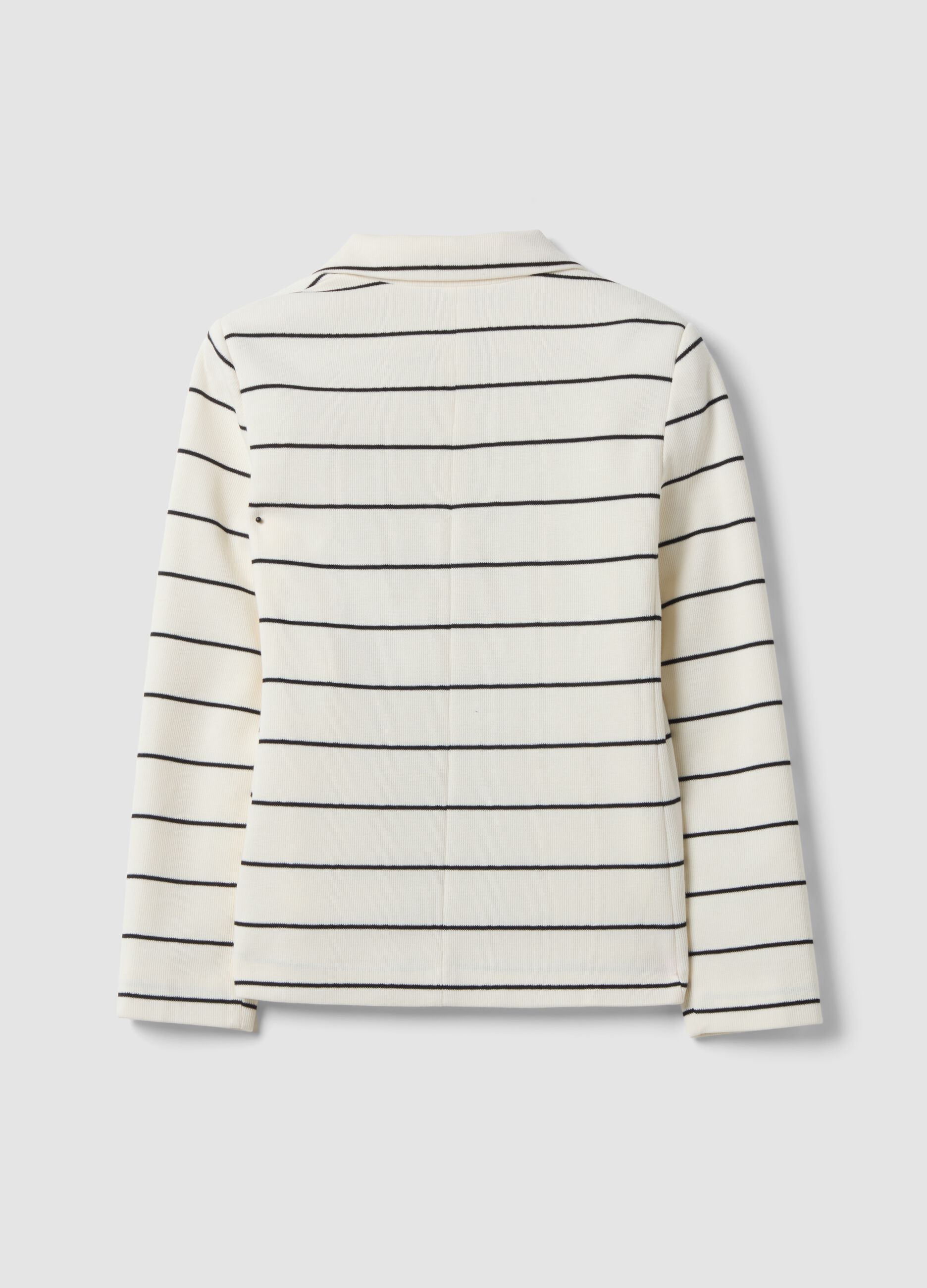 White striped regular-fit double-breasted blazer with classic lapel