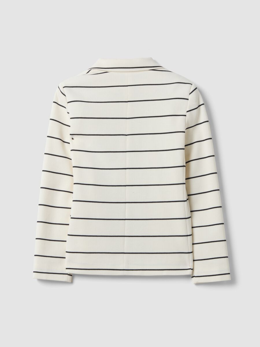 Blazer bianco a righe regular fit doppiopetto con rever classico_6