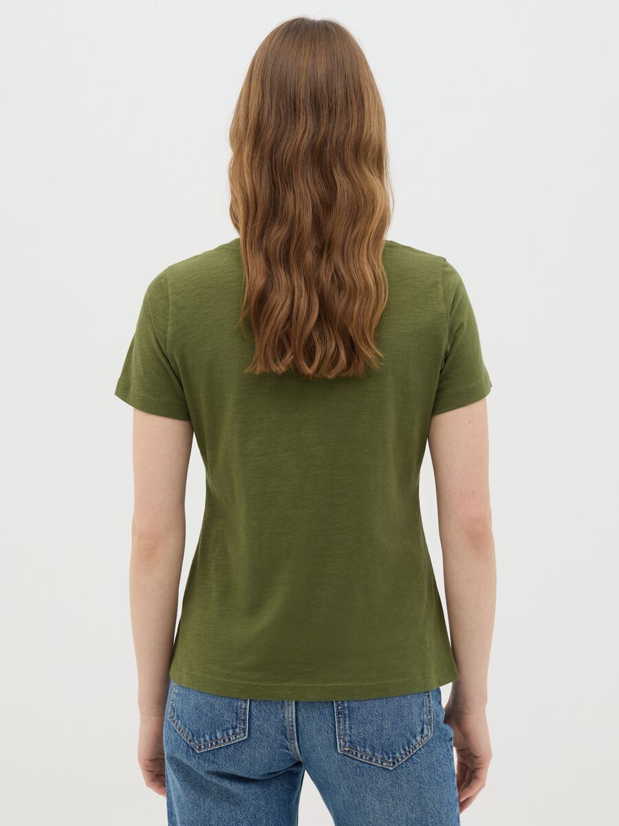 Short-sleeved green T-shirt in pure cotton_3