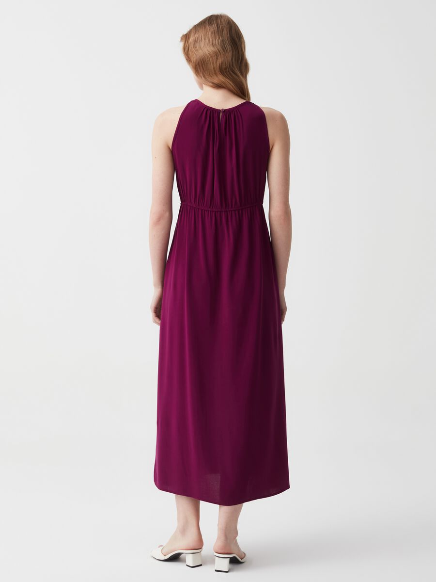 Long dress in viscose with halter neck_1