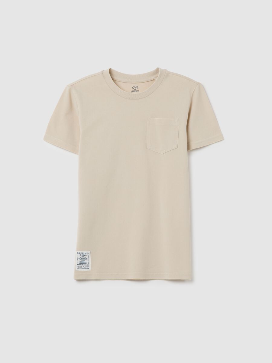 Boys' beige pure cotton T-shirt regular fit_3