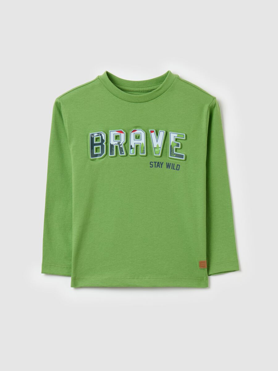 Long-sleeved T-shirt with "Brave" print_0