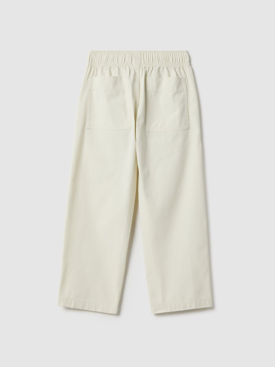 Children's straight jogger trousers in pure beige cotton_1