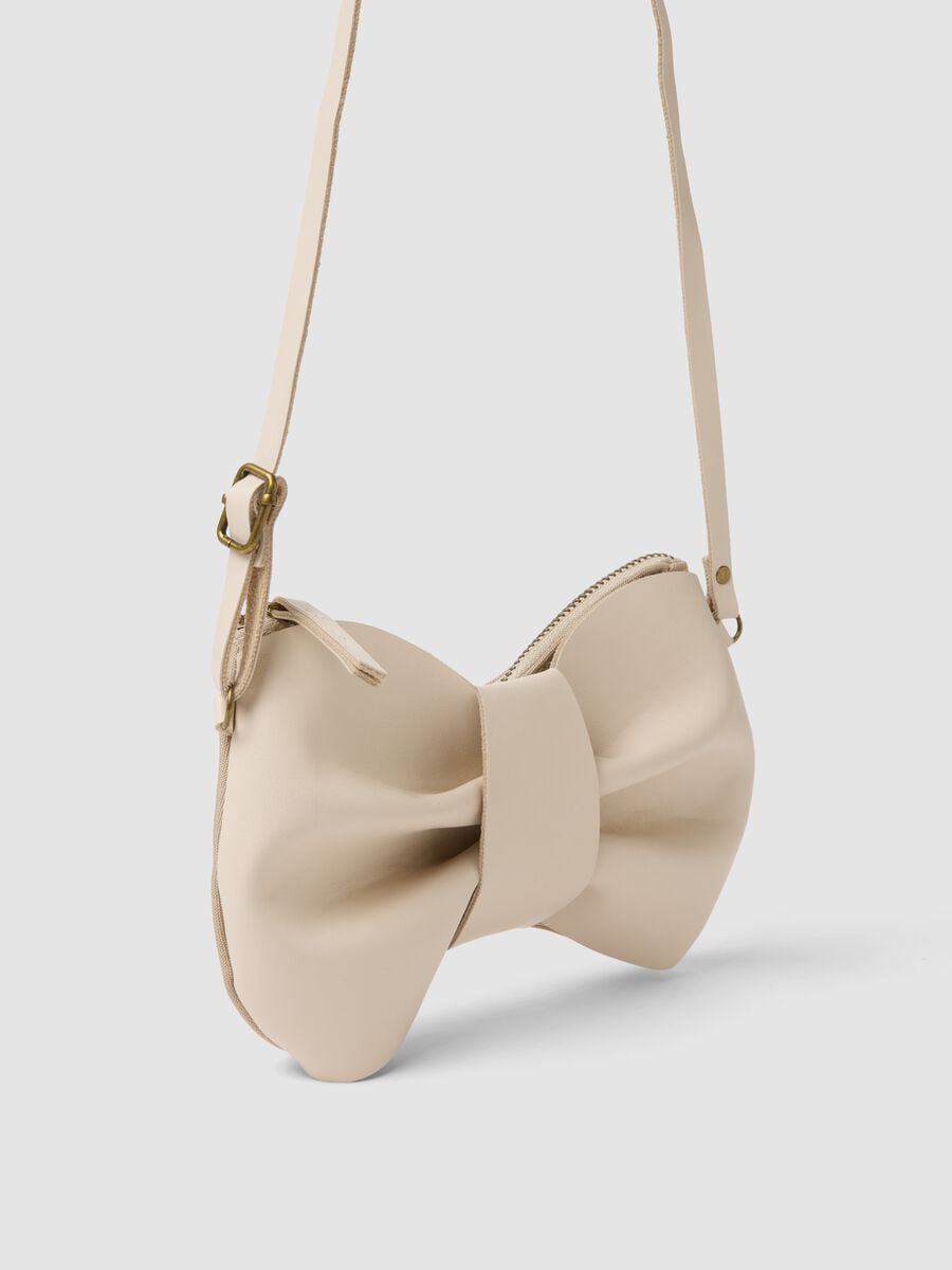 Beige crossbody bow bag for girls_2
