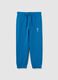 Light blue cotton joggers with drawstring and print_0