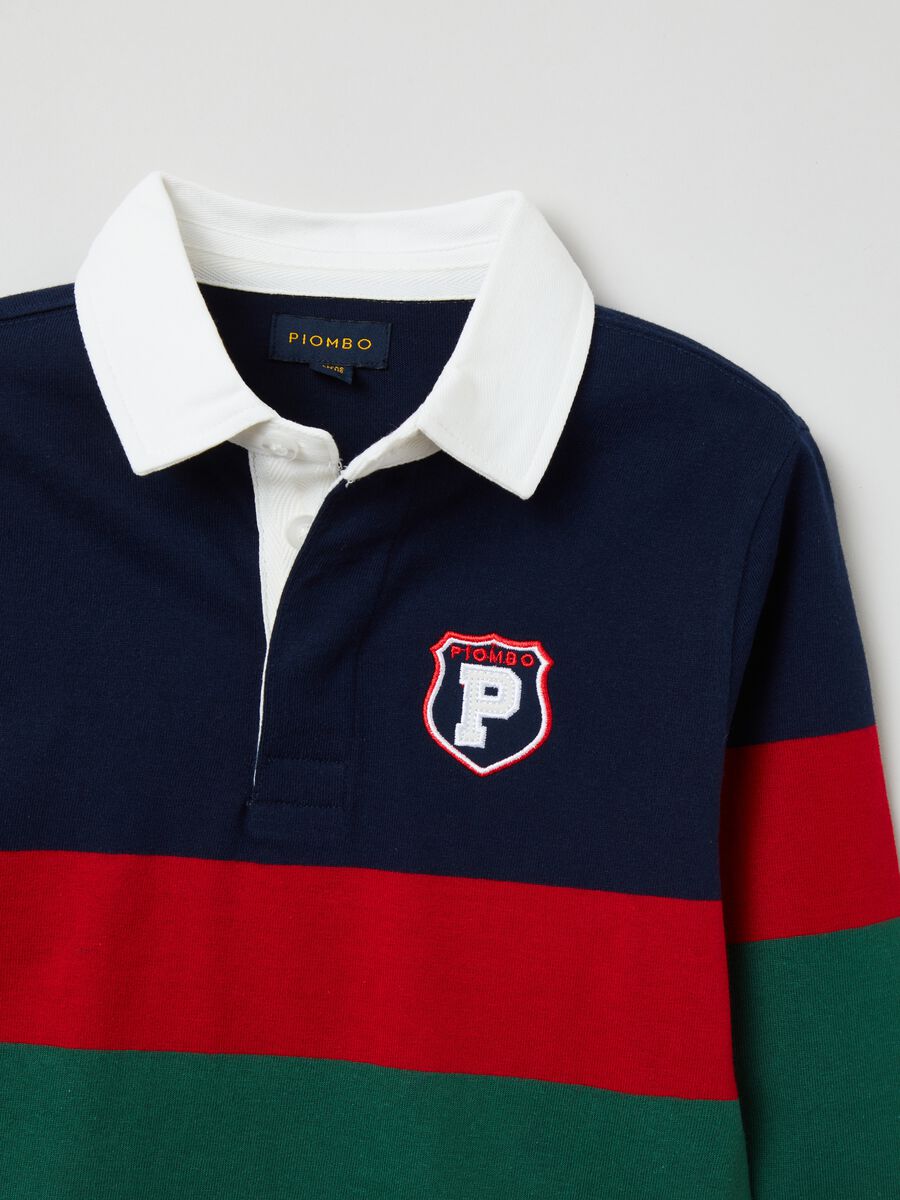 Polo in cotone a righe con patch lettering_5