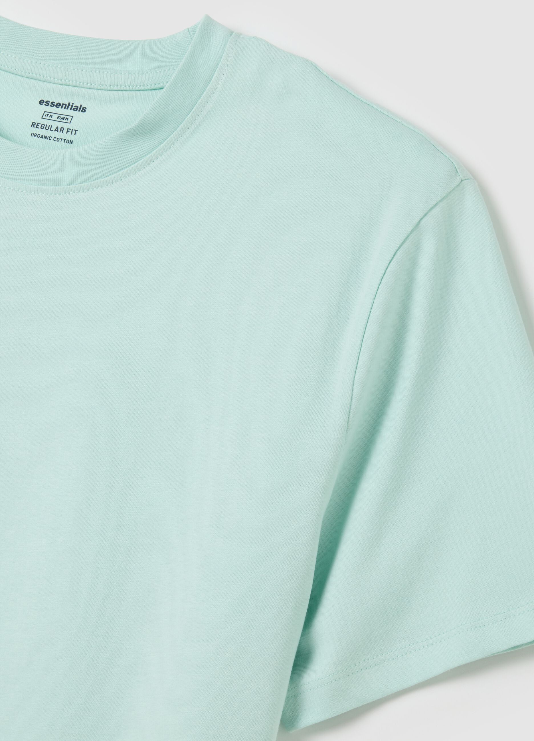 Men's pure cotton blue T-shirt with regular fit