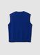 Blue pure wool gilet with deep V-neck_2