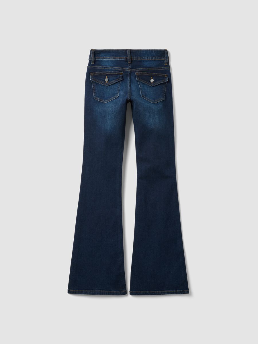 Jeans blu in cotone elasticizzato flare fit_5