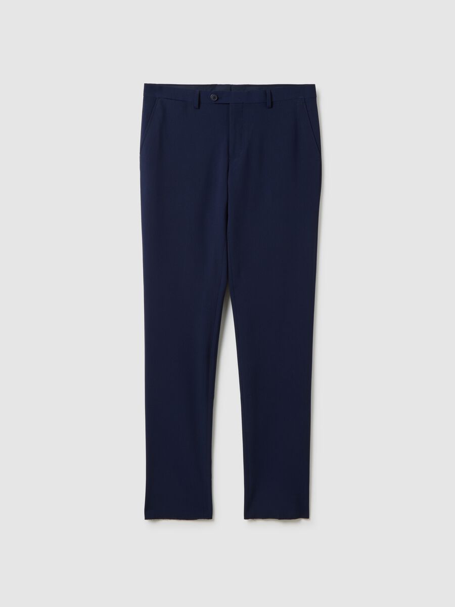 Pantaloni in tessuto elasticizzato blu slim fit_0
