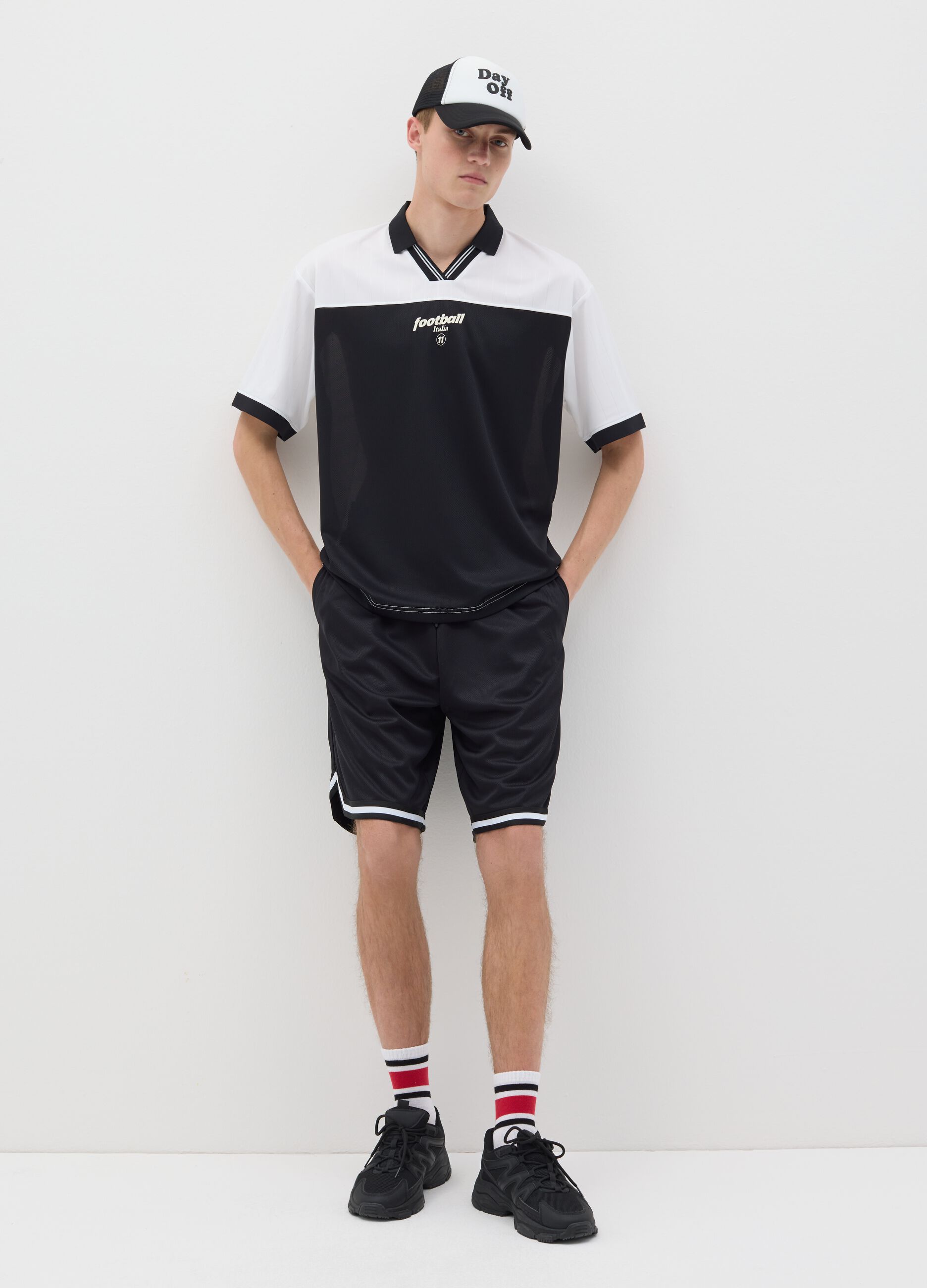 Bermuda da uomo in misto nero relaxed fit