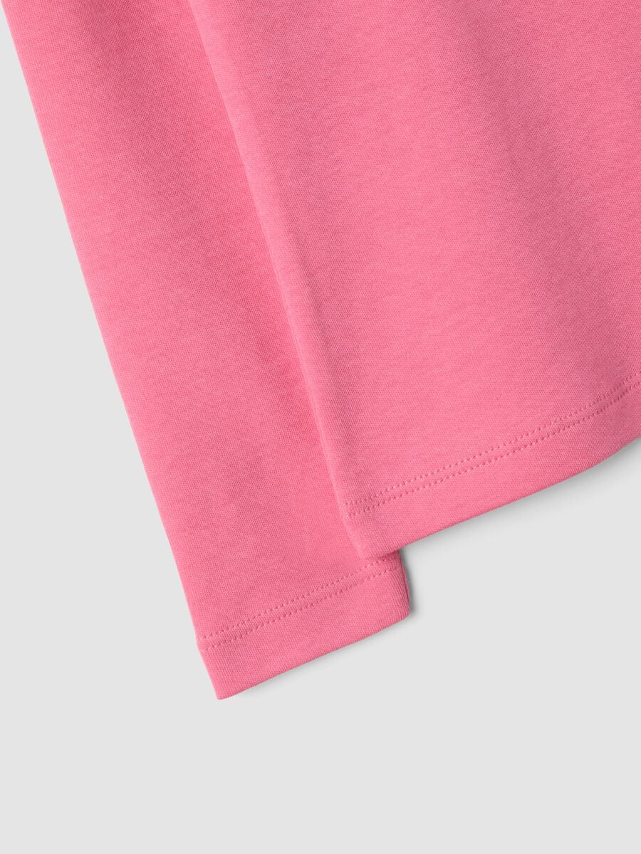 Pink pure organic cotton T-shirt with high neck_3