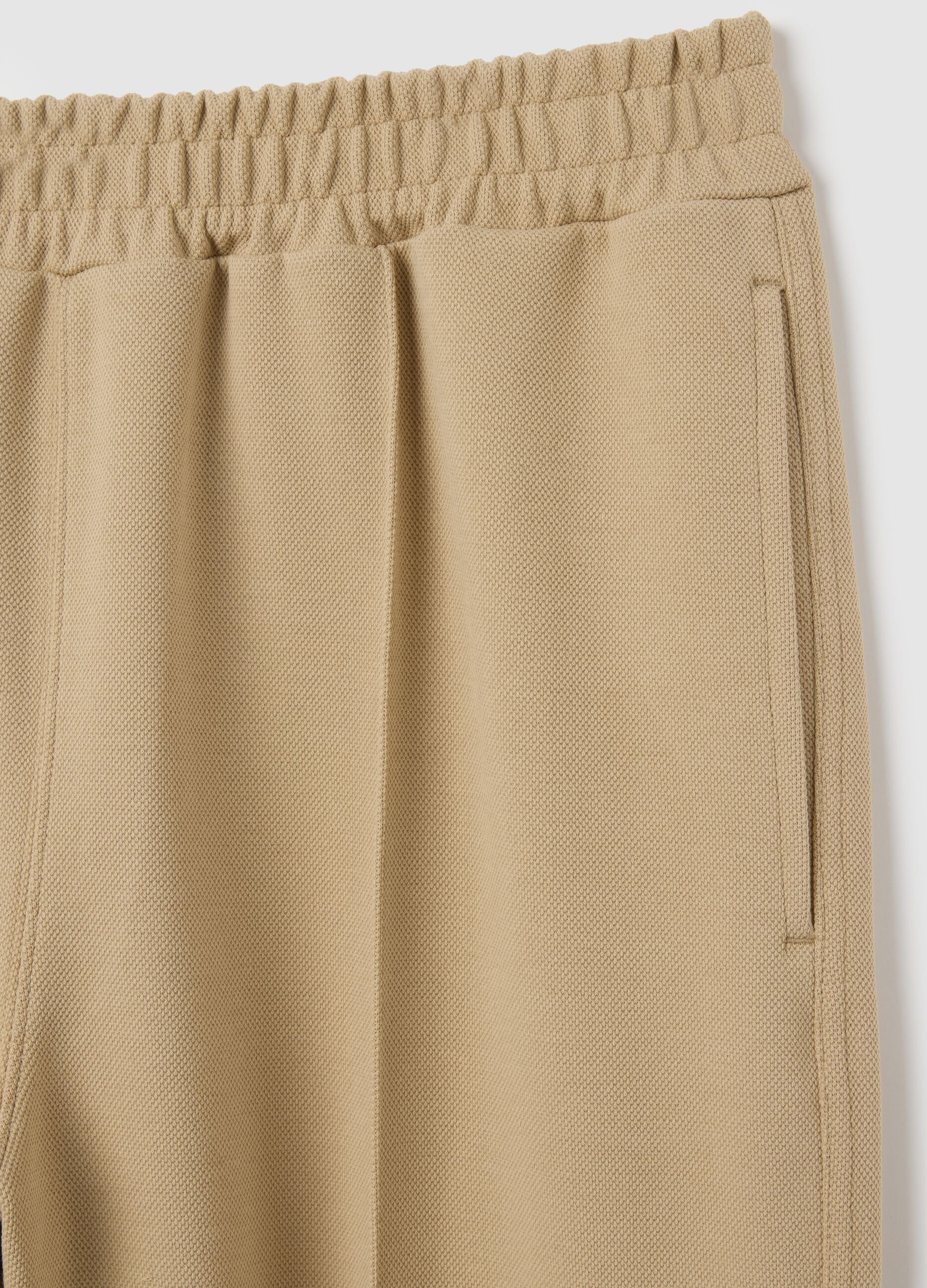 Beige Stretch Fabric Trousers