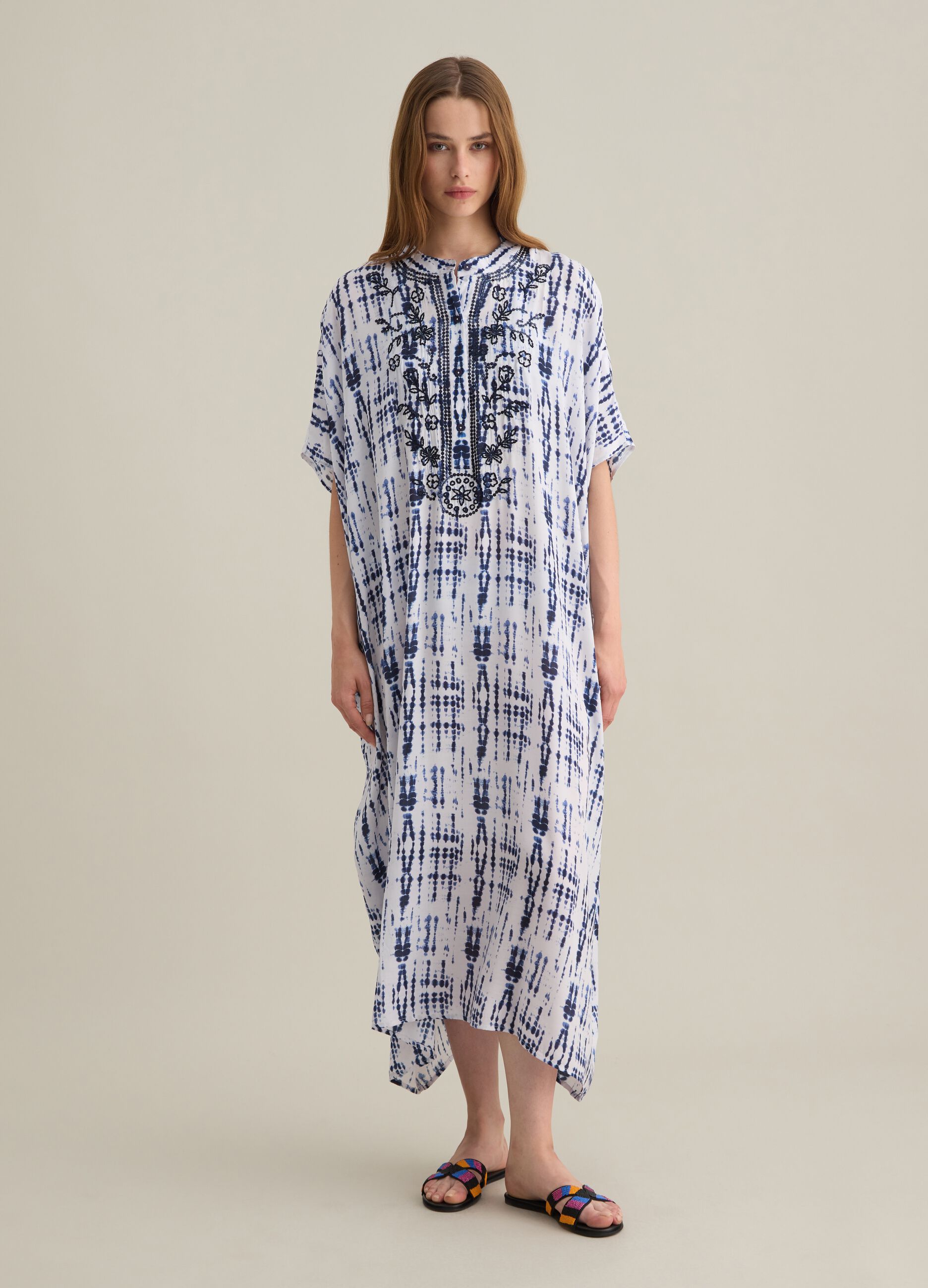 Kaftano da donna in viscosa multicolor lungo