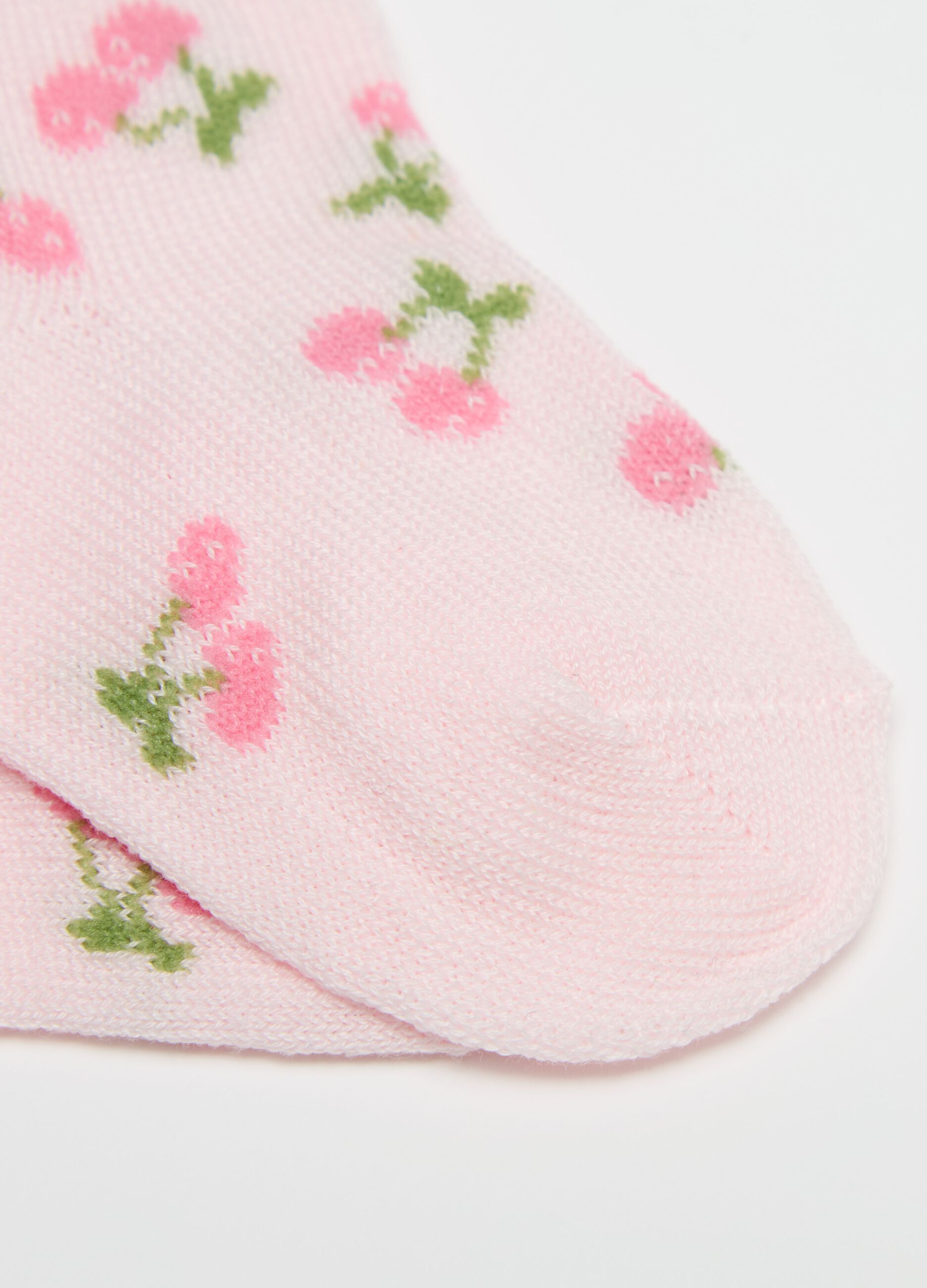 Three-pair pack stretch short socks with cherries design