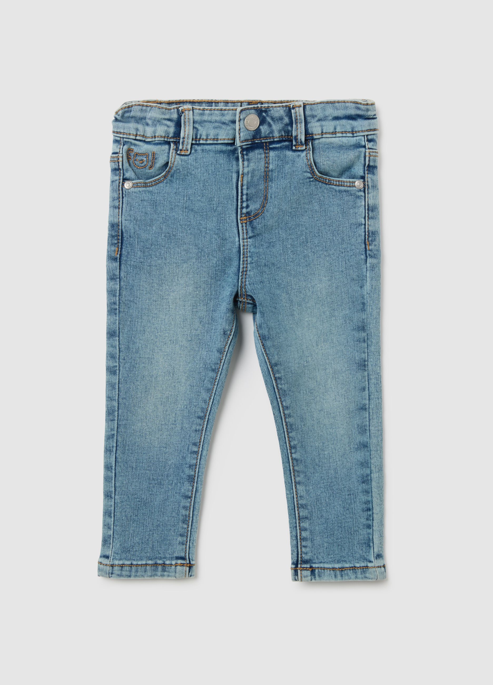 Jeans da bambino in denim elasticizzato blu