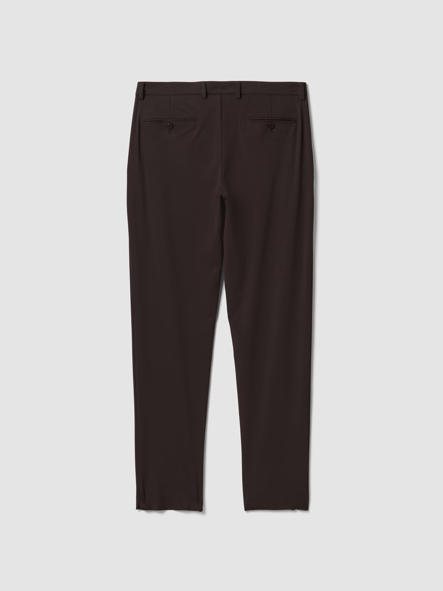 Brown slim-fit formal trousers in 4-way stretch fabric_2