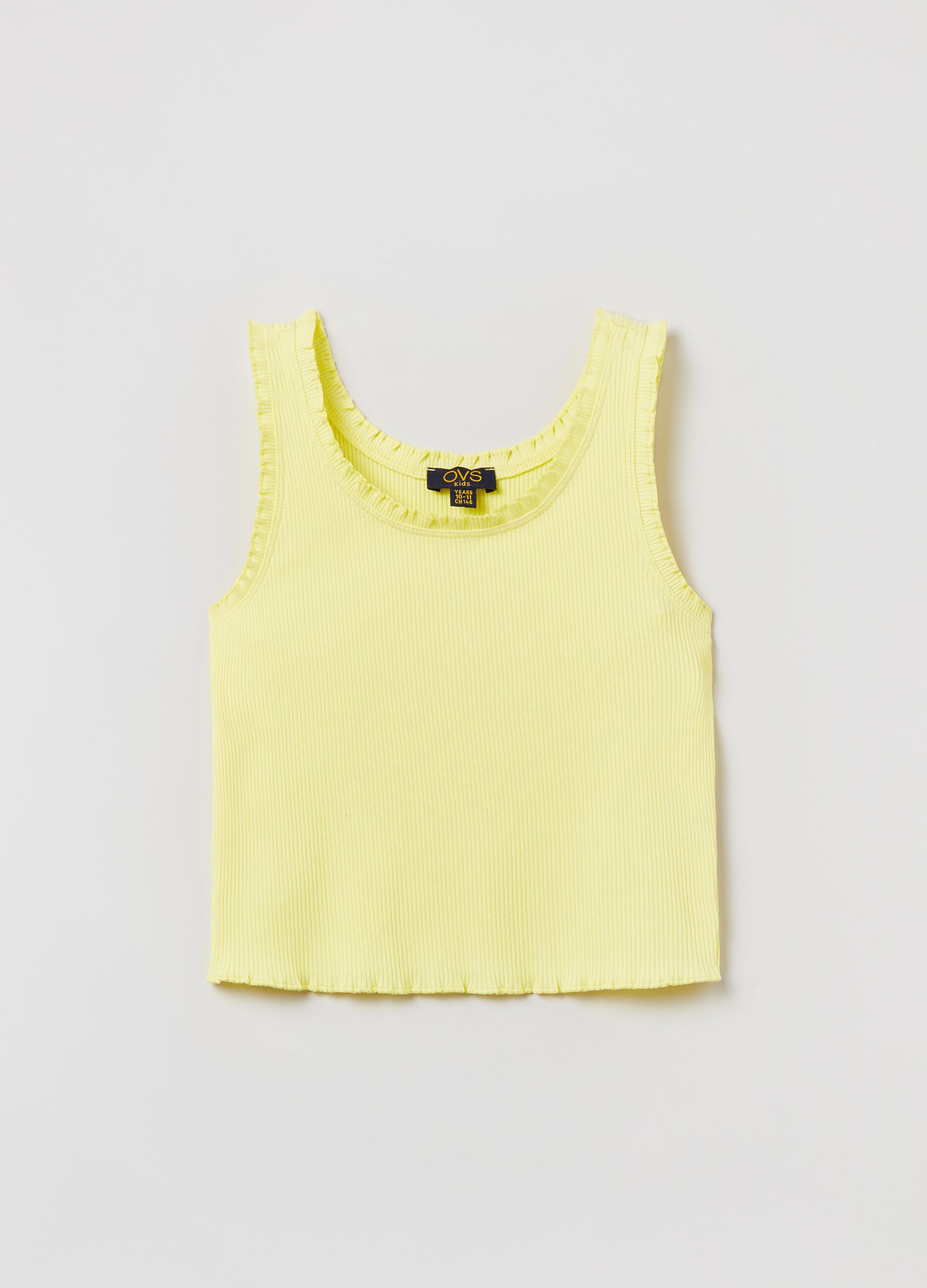 Stretch tank top with flounces