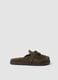Brown genuine leather loafers with fringe_0