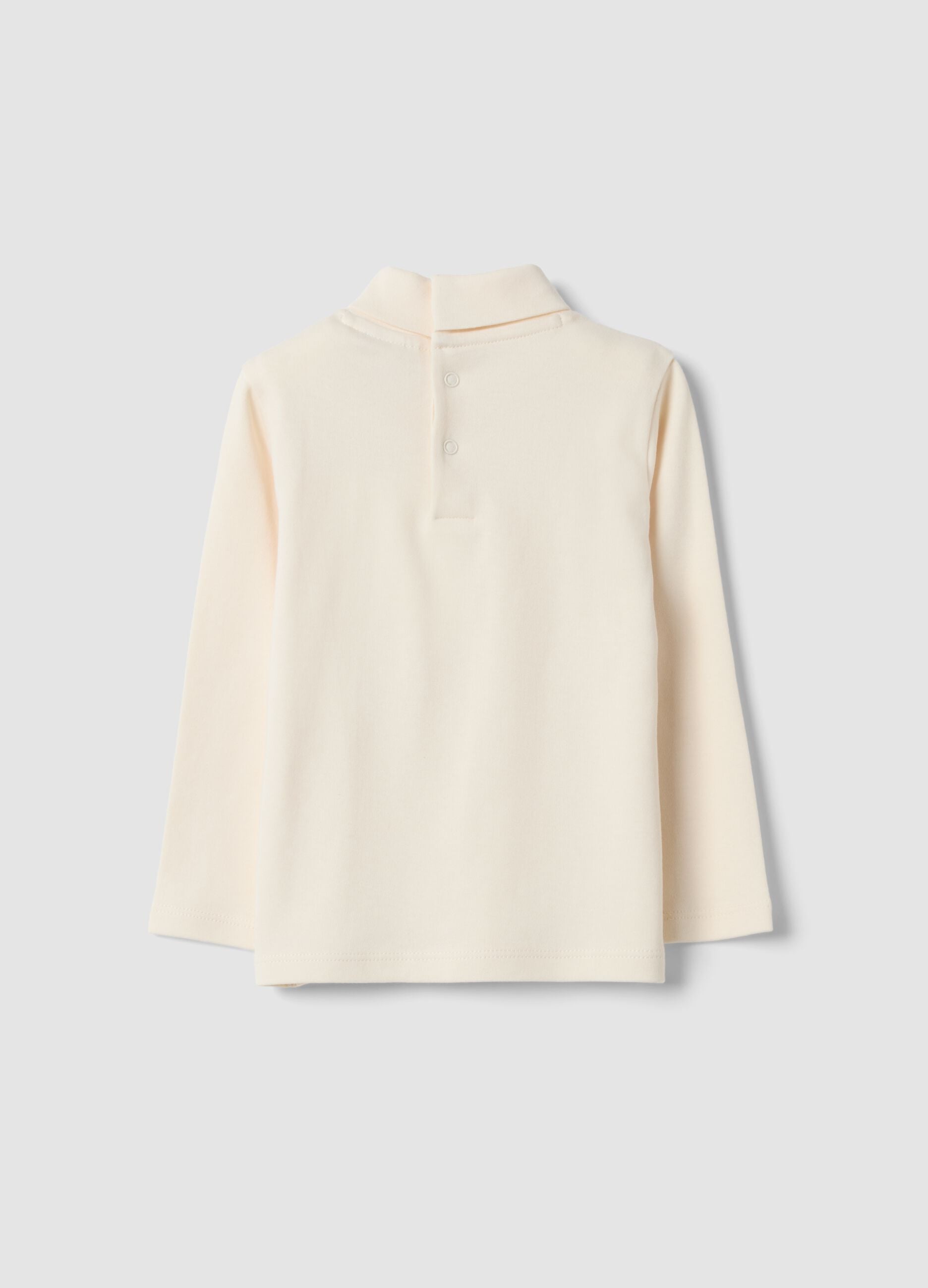 Light beige organic cotton turtleneck top