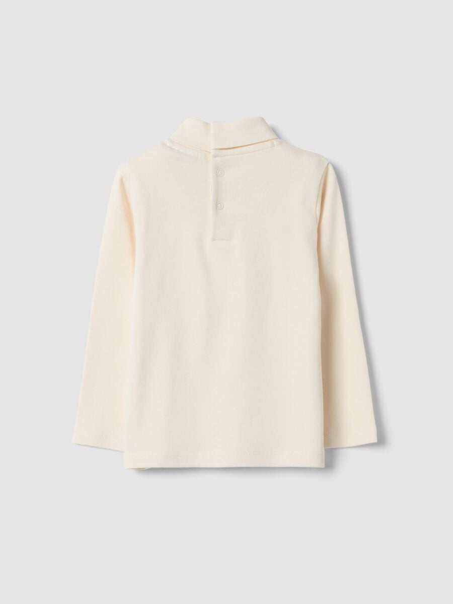 Light beige organic cotton turtleneck top_1