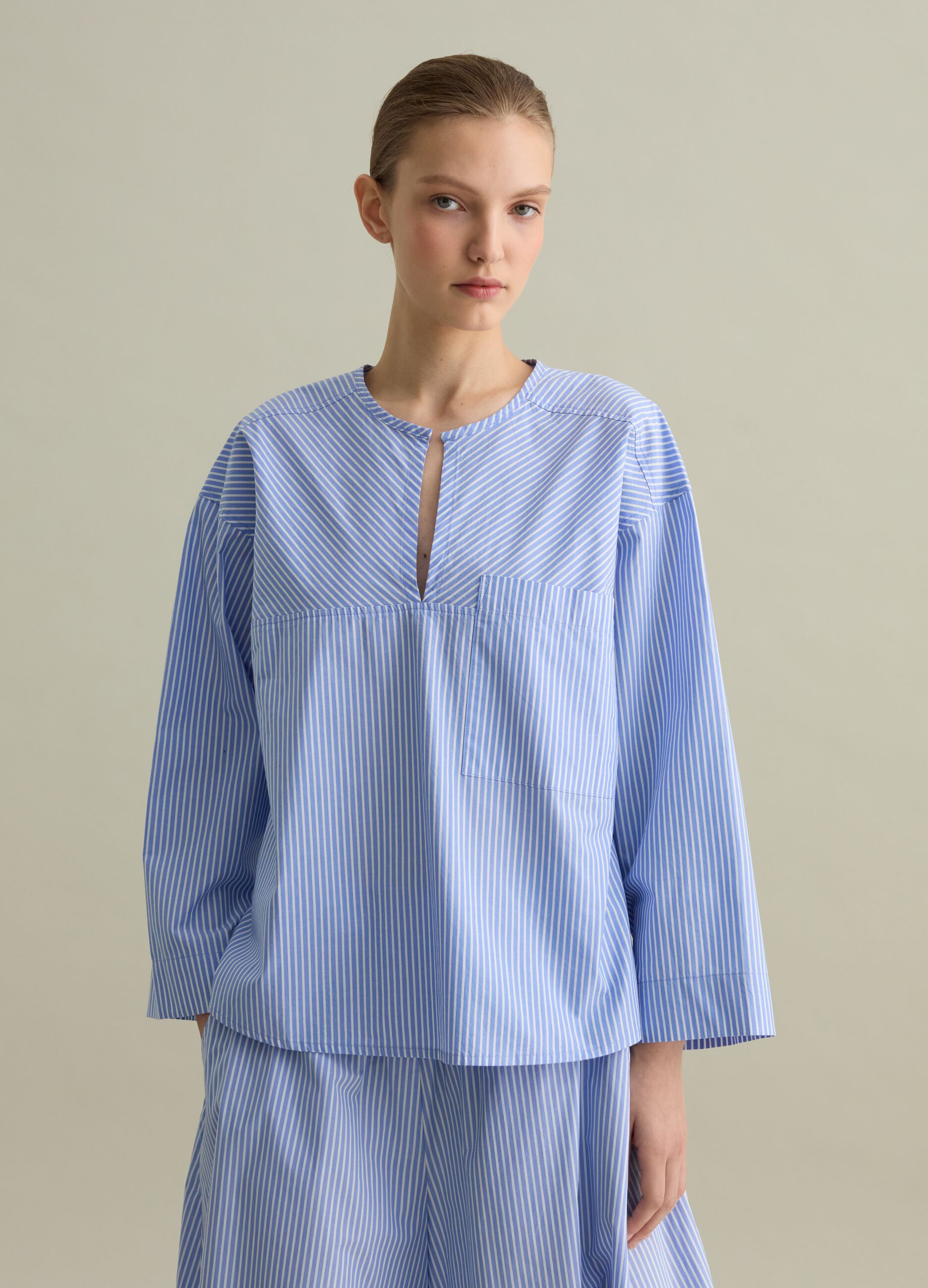 Blusa in popeline a righe