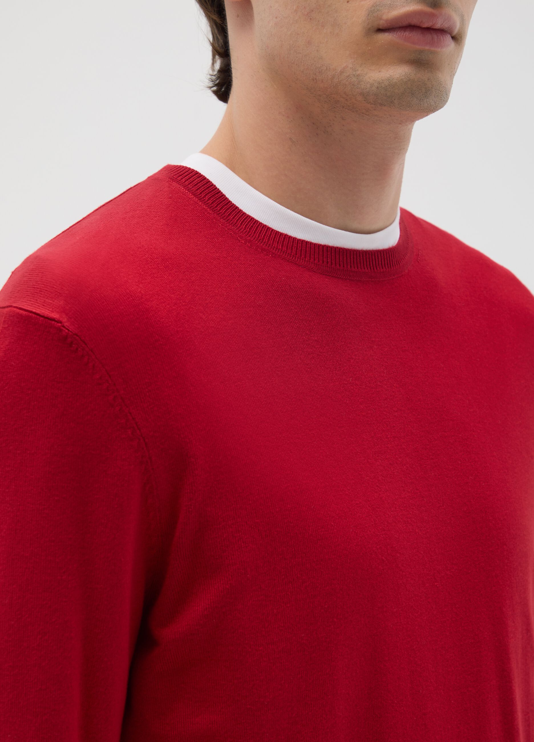 Red regular fit viscose blend jumper