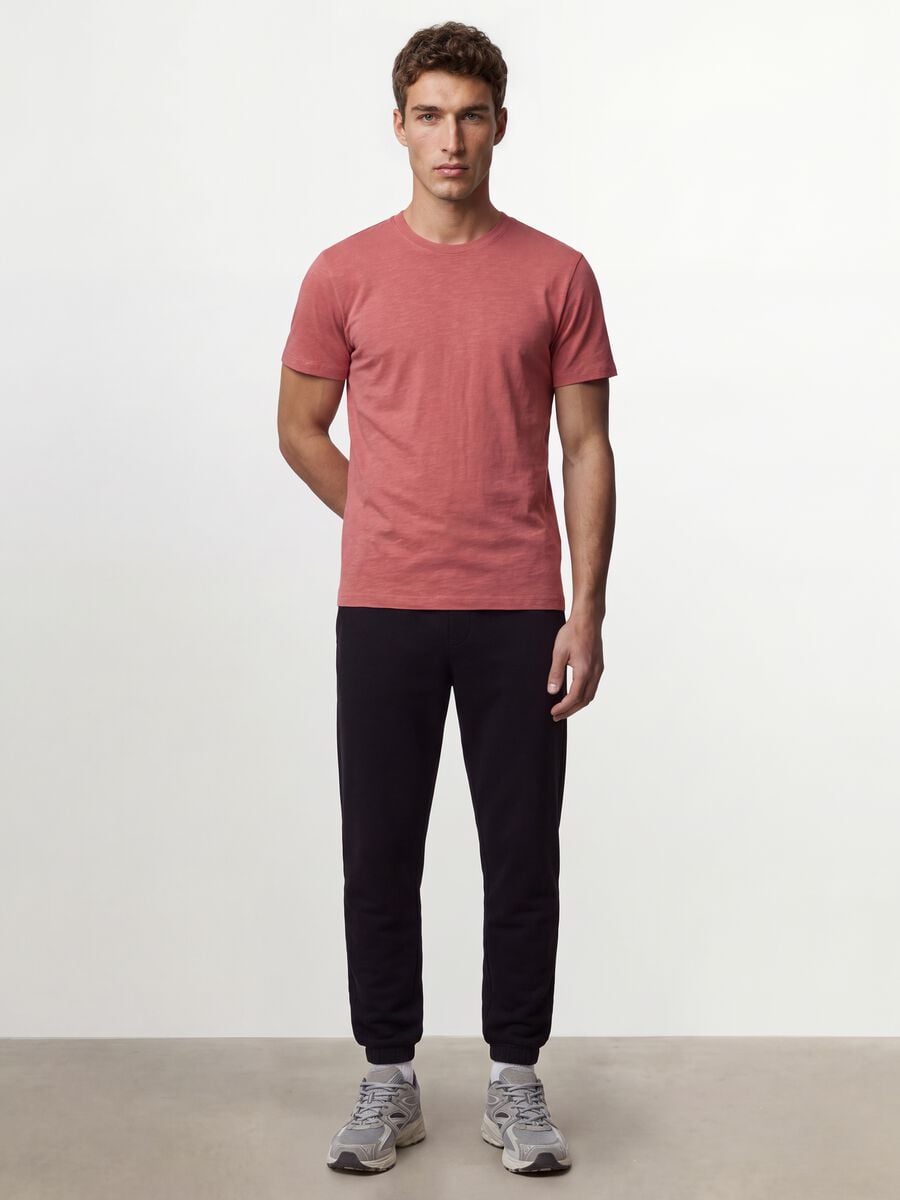 T-shirt rosa in puro cotone a maniche corte regular fit_1