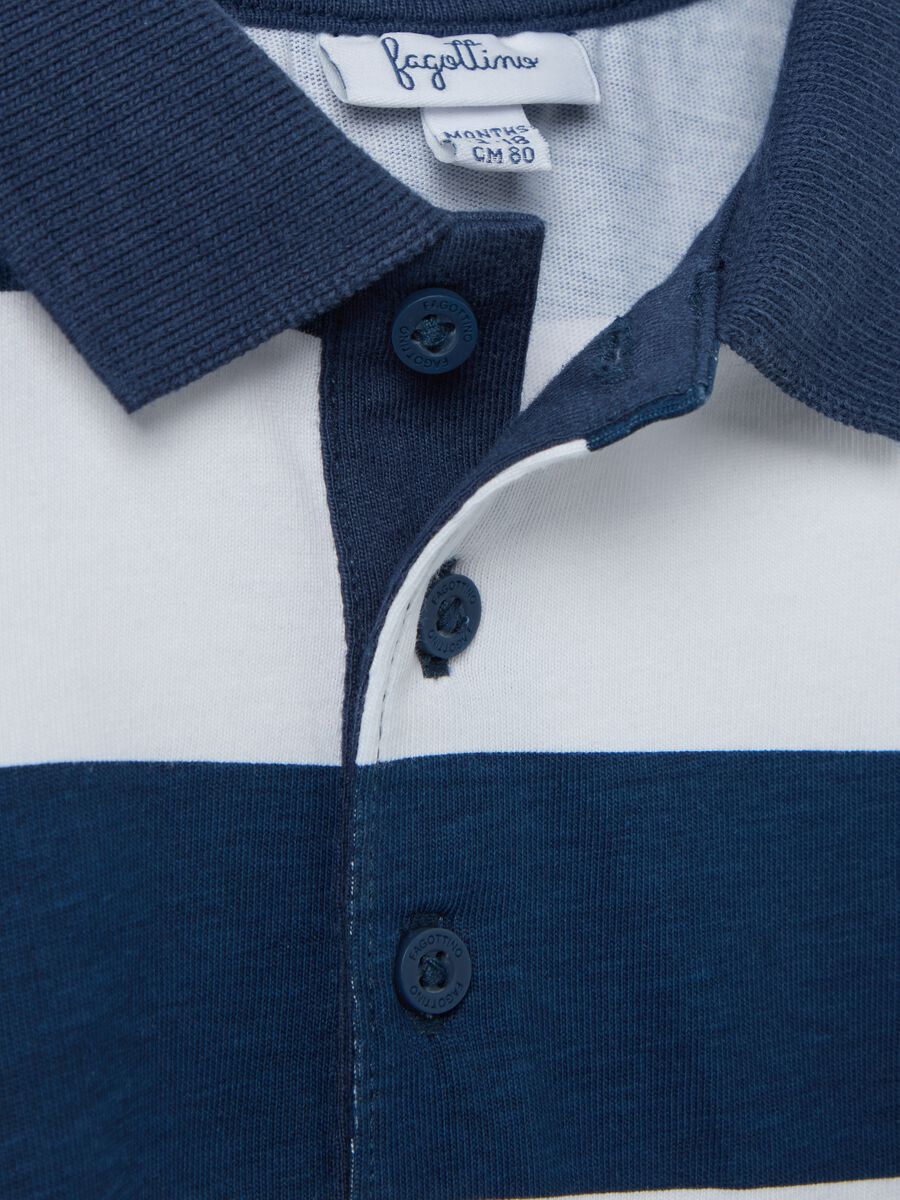 Long-sleeved polo shirt in striped cotton_3