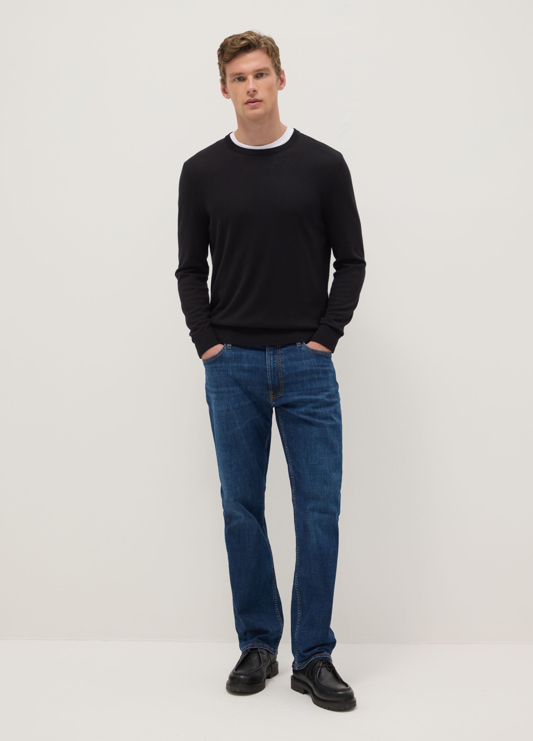 Comfort fit stretch cotton blue jeans