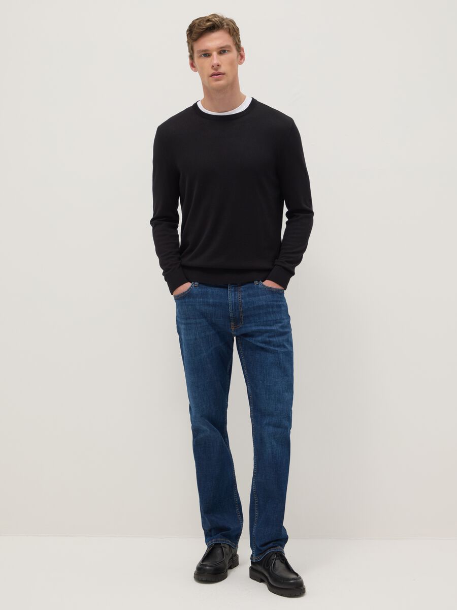 Comfort fit stretch cotton blue jeans_0