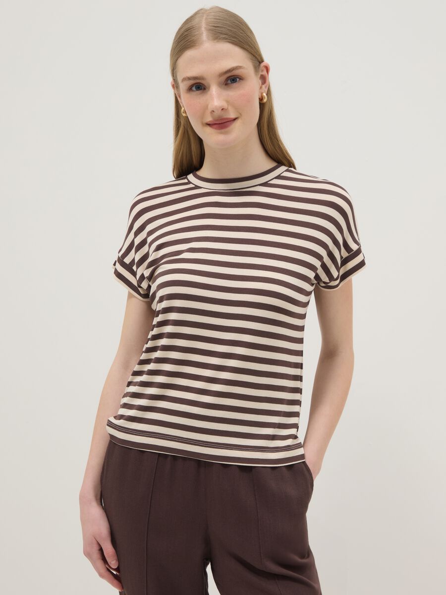 Regular-fit multicolour striped stretch viscose T-shirt_1